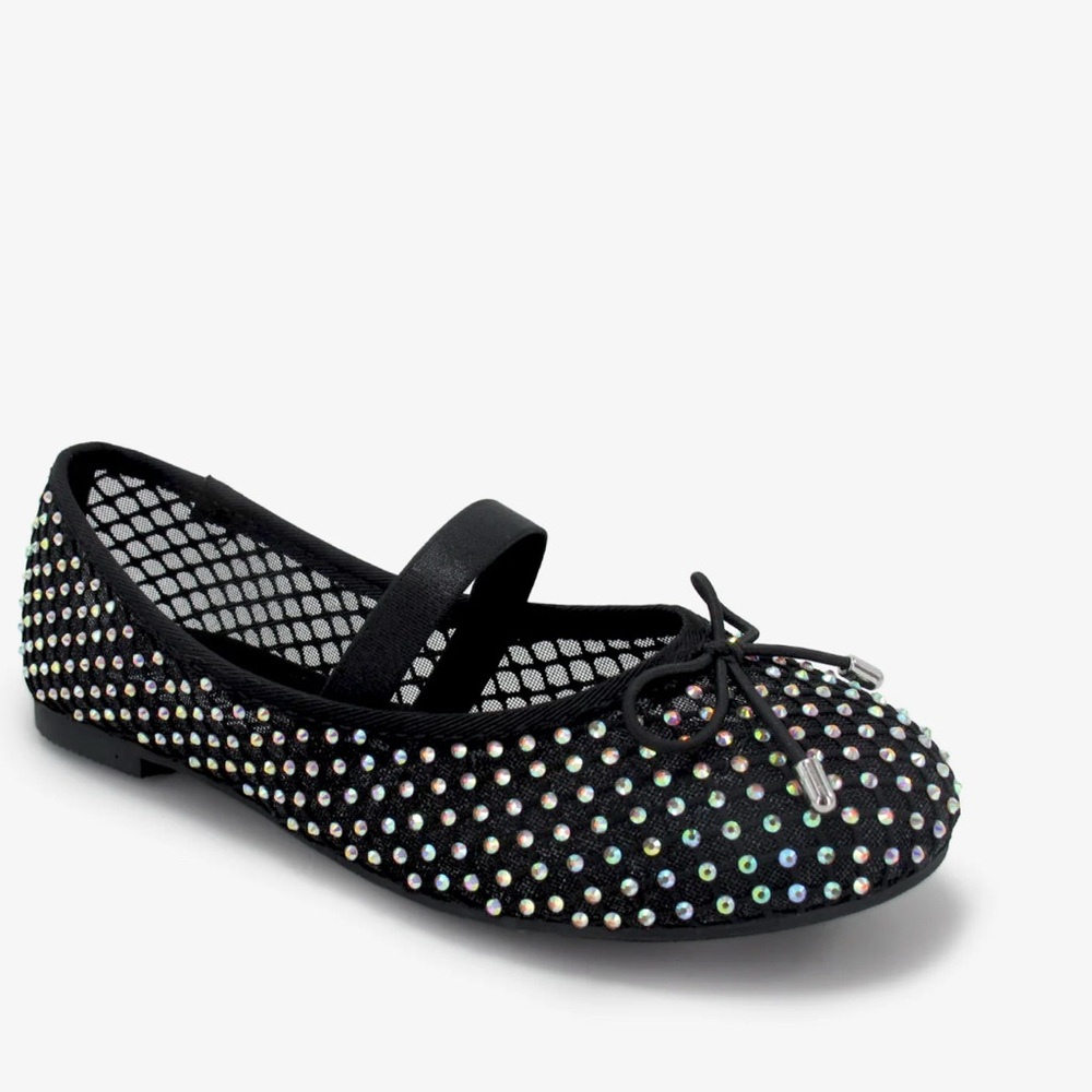 NWT Toddler Girl Jellypop Black Ballet Mary Jane Flats Sparkle Rhinestones SZ 12
